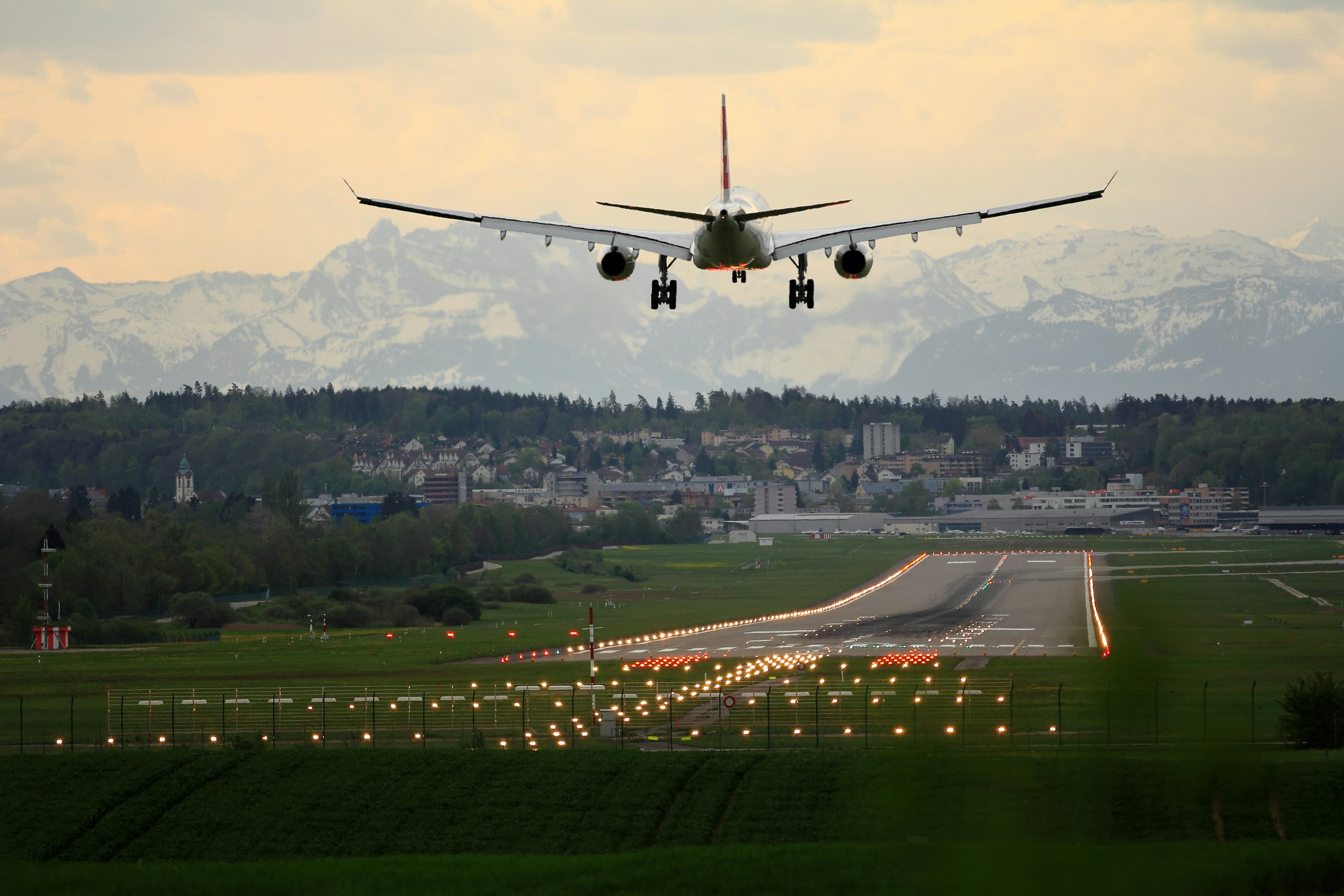Aircraft on final approach over the airfield
